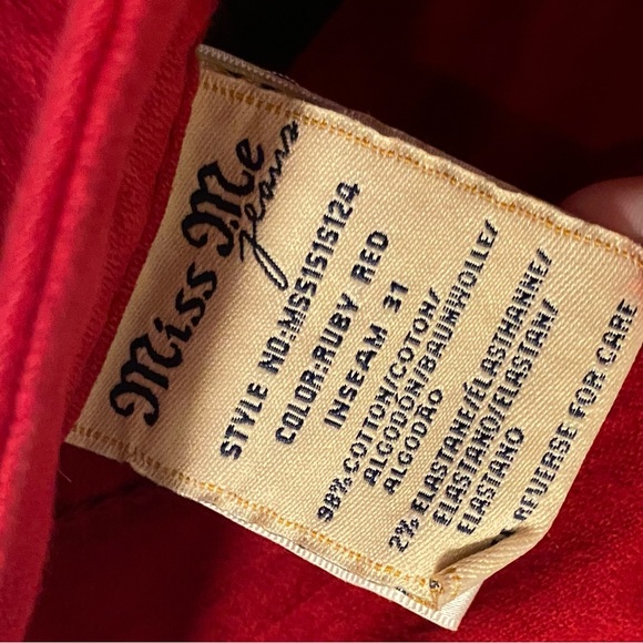 Miss Me Ruby Red Mid-Rise Skinny Jeans Size 26 - Picture 13 of 14